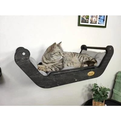Afbeelding van Kattenbed, klimwand katten, hangmat voor kattenklimwand, kattenaccessoires, kattentrap, wandelementen, kattenklimwandset (donkere kleur)