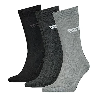 Afbeelding van Levis Sokken 3P Base Regular Cut Sock Grijs/Zwart Maat 39/42