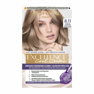 Afbeelding van 3x L&#039;Oréal Excellence Cool Crème Permanente Crèmekleuring 8.11 Ultra As Lichtblond