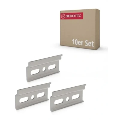 Afbeelding van Gedotec Dragerplaat verzinkt staal, 10 stuks, wandhouders, lengte 60 mm, kastrail met uithangbeveiliging voor hangkast, ophangrail bovenkast, montagerail