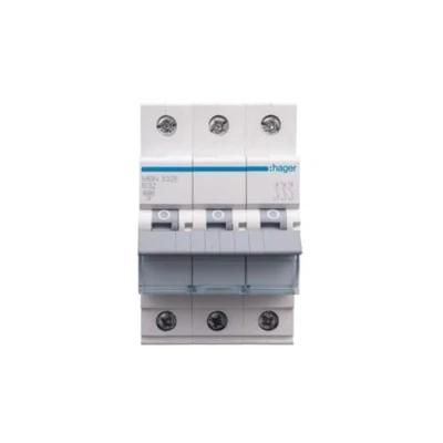 Afbeelding van Hager installatieautomaat 3p 6ka b karakteristiek 32a 3 modulen mbn332e