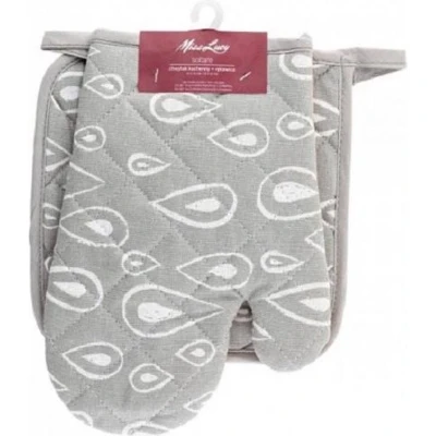 Afbeelding van Miss Lucy Soltare set van 2 ovenwanten Ovenhandschoenen Pan lap Keuken textiel Keukenhandschoen Grijs/Zalm