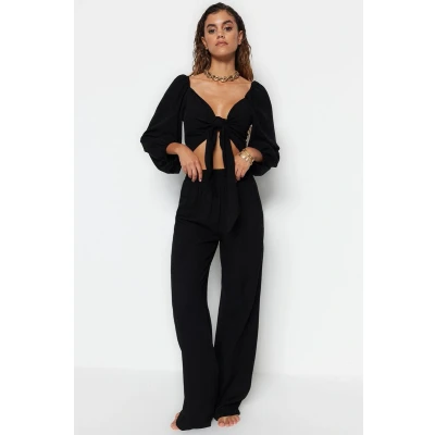 Afbeelding van Trendyol Rode Geweven Geknoopte Blouse Broek Strandset Tbess23Au00072