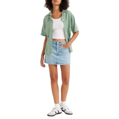 Afbeelding van Levi&#039;s dames Mini spijkerrok met steekzakken in de kleur Indigo, maat: W23
