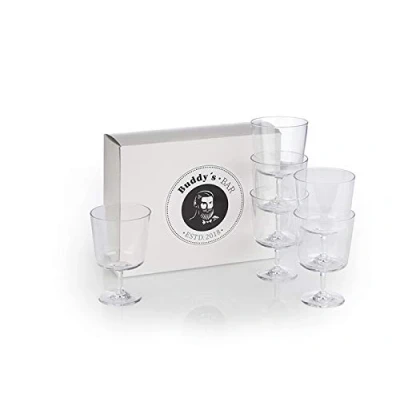 Afbeelding van Buddy&#039;s Bar Set van 6 hoogwaardige 0,3 liter Tritan kunststof drinkglazen, 300 ml, BPA vrij, onbreekbare herbruikbare glazen, herbruikbaar en vaatwasmachinebestendig, transparant