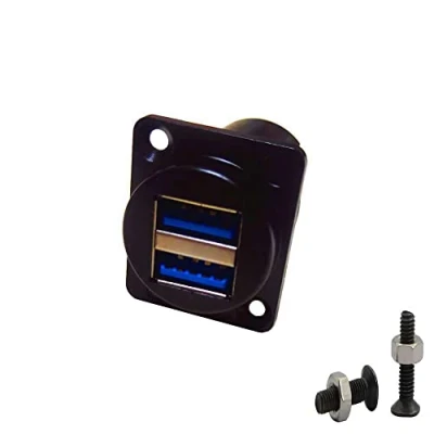 Afbeelding van SHANFEILU USB 3.0 D Panel Mount Socket Dual 2x poort Soldeerloze serie Type Connector Vrouwelijke naar Koppeling Pass Through Adapter met schroeven