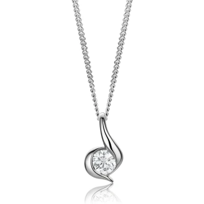 Afbeelding van Miore Witgoud Diamant Ketting met Hanger Dames 14 karaat Goud Conflictvrije Diamanten Halsketting Handgemaakte Hoogwaardige Sieraden