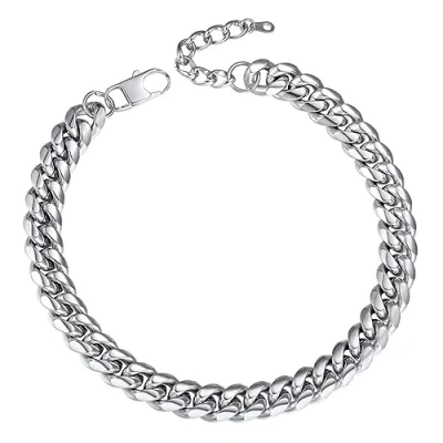 Afbeelding van PROSTEEL Roestvrij Staal Halskettingen voor Heren en Vrouw, 6mm Cubaanse Herenketting Zilver 46cm lang, Ketting Dames Hiphop Rapper Cadeau Ideeën.