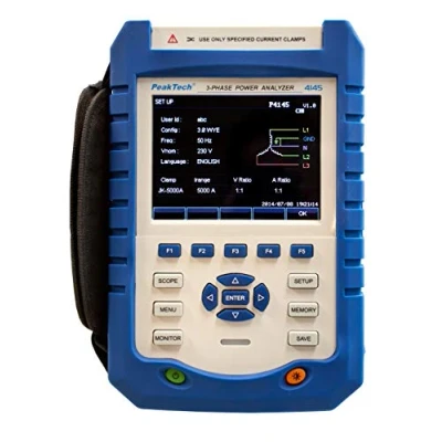 Afbeelding van PeakTech 4145 3 fasen vermogensanalysator, netanalysator, vermogensmeter, poweranalyzer met LAN, USB, TFT display en datalogger, uitgebreide analysefuncties, professioneel