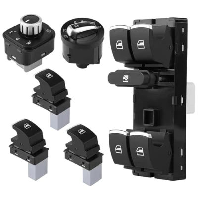 Afbeelding van Merautop SJ 6 pieces window lifter switch set electric power mirror replacement for golf 5 passat b6 b7 MK6 car accessories part# 5ND959857 5K4959857