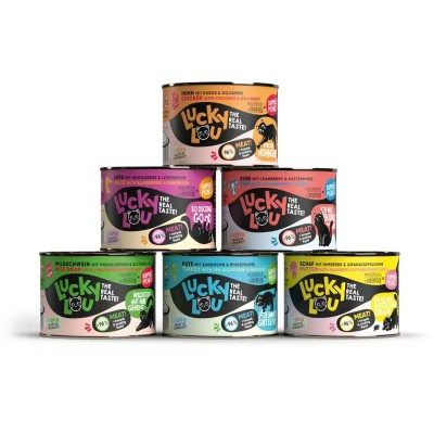 Afbeelding van 24x 200g Lucky Lou SuperMono² Mix (6 soorten) nat kattenvoer