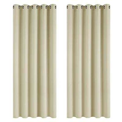 Afbeelding van Deconovo Gordijnen Verduisterend, 2 stuks, Beige, Warmte isolerend voor Woonkamer Slaapkamer met Oogjes, 168x183 cm (B x H)