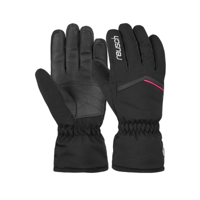 Afbeelding van Reusch Dames vingerhandschoen Marisa met lange manchet zwart/wit/roze glo, 8,5