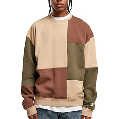 Afbeelding van Starter Herren Patchwork Sweater, Heren, Maat: Small, Unionbeige darkolive bark