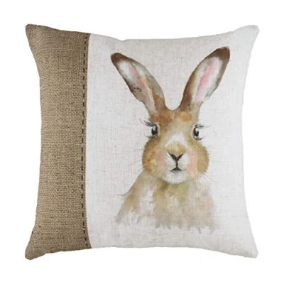 Afbeelding van Evans Litchfield Hessian Hare Kussensloop, wit, 43 x 43cm