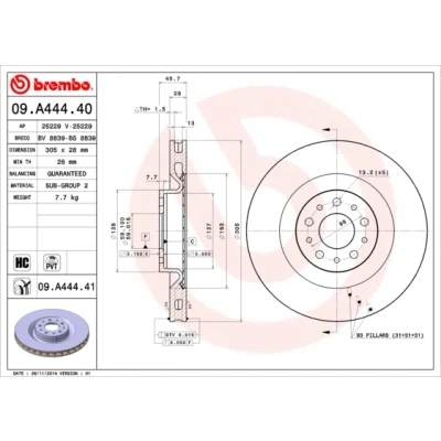 Afbeelding van Brembo Remschijf 09.A444.41