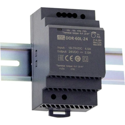 Afbeelding van Mean Well DDR 60G 12 DIN rail DC/DC converter V/DC 5 A 60 W Aantal uitgangen: 1 x Inhoud: stuk(s)
