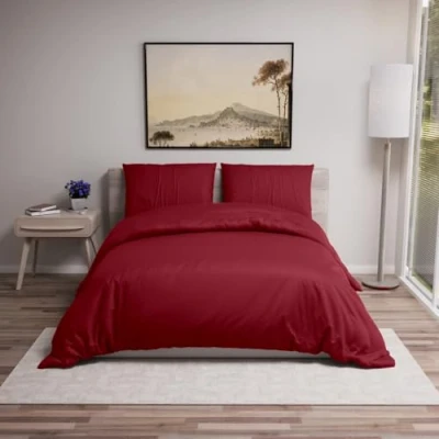 Afbeelding van Dreamzie Dekbedovertrek 200x220 cm met 2 kussenslopen 80x80 Bordeaux volwassen bedset van 100 procent microvezel gecertificeerd vrij chemicaliën (Oeko TEX)