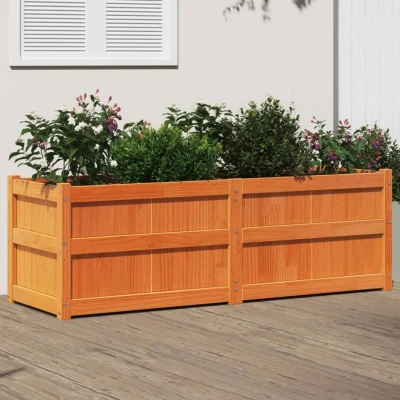 Afbeelding van Plantenbak 150x50x50 cm massief grenenhout wasbruin