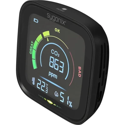 Afbeelding van Sygonix Thermo en hygrometer met CO2 aanduiding Zwart