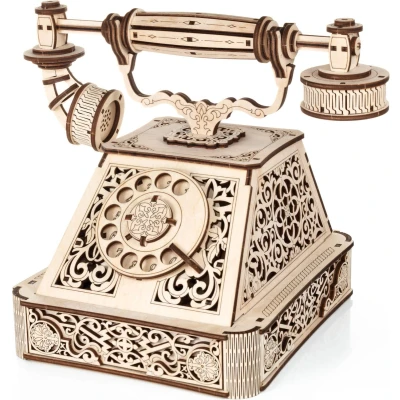 Afbeelding van EWA Eco Wood Art RETRO TELEFOON Houten mechanisch 3D Puzzel voor volwassenen en tieners, 14+ Lijmloze zelfassemblage 232 stukjes