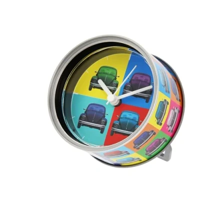 Afbeelding van BRISA VW Collection Volkswagen tafelklok, magneet klok, MyClock ook personaliseerbaar, fotocadeau, fan verzamelstuk (kever fronten/multicolor)