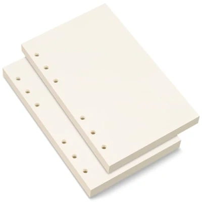 Afbeelding van A6 blanco papier, navulpapier, 6 gaten verpakt los blad papier voor Filofax persoonlijke map planner, 80 vellen/160 pagina&#039;s, 10,4 x 16,8 cm, beige (2)
