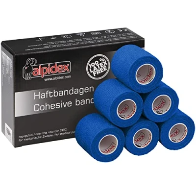 Afbeelding van ALPIDEX 6 Rollen Zelfklevend Verband 5 cm x 4,5 m Bandages Elastisch Huisdierverband Fixatieband Sport Vet Wrap Tape Paarden Honden Mensen, Kleur:Blauw