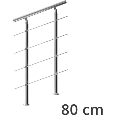 Afbeelding van Monzana Trapleuning 80 cm Met 4 Spijlen Roestvrijstaal