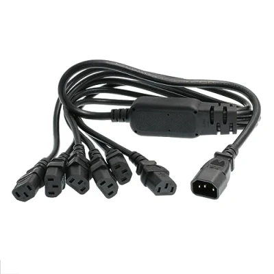 Afbeelding van HT kabel UPS PDU computer PC stroomverdeler C14 tot 6 x C13 10A 250V verlengkabel (c14 6xc13)