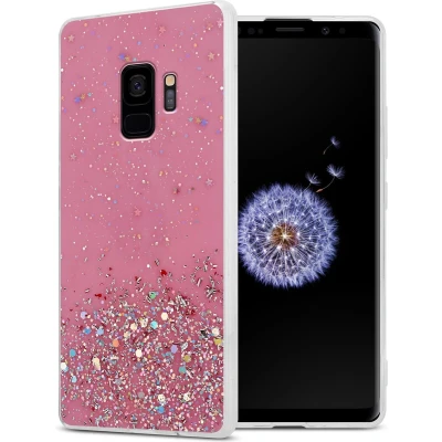 Afbeelding van Cadorabo Hoesje geschikt voor Samsung Galaxy S9 in Roze met Glitter Beschermhoes van flexibel TPU silicone fonkelende glitters Case Cover Etui