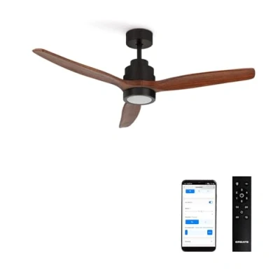 Afbeelding van CREATE Plafondventilator 40W silent Ø132 cm Met Verlichting drie temperaturen Wifi Afstandsbediening 6 Snelheden Timer Zomer/Winter functie Zwart WIND STYLANCE