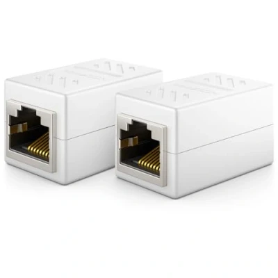 Afbeelding van deleyCON 2X CAT6 Koppeling Connector Netwerkkabel Patchkabel Ethernet Kabel Adapter Modulair Afgeschermd RJ45 Bus DSL LAN Wit