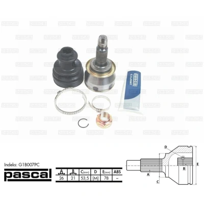 Afbeelding van Homokineet reparatie set, aandrijfas PASCAL G1B007PC
