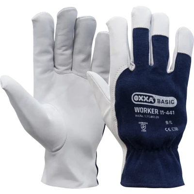 Afbeelding van Oxxa Werkhandschoen Worker 11 441 Nappa Leer Tropic Cat.2 GRIJS/BLAUW MT 10