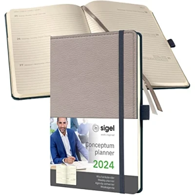 Afbeelding van Weekagenda Conceptum A5 2024 (NL/FR/EN/DU), Design Casual Beige Hardco