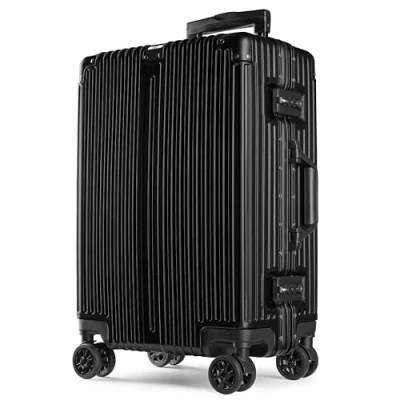 Afbeelding van POSH harde KOFFER van polycarbonaat met aluminium frame, schaal polycarbonaat, TSA cijferslot, 4 wielen en slot, exclusieve hoge kwaliteit, SCHWARZ, L, HARTSCHALEN