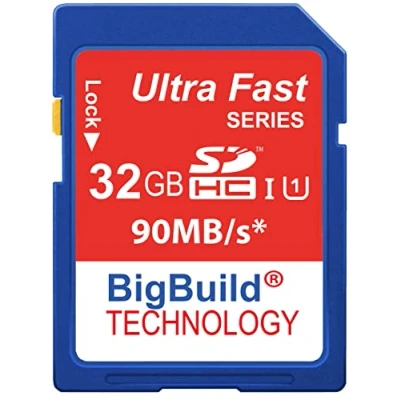 Afbeelding van BigBuild Technology 32 GB SD SDHC Ultra Snel 90 MB/s Class 10 geheugenkaart voor Canon EOS 500D DSLR camera