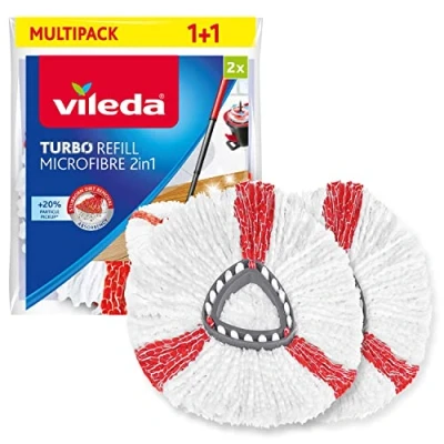 Afbeelding van Vileda Turbo Easy Wring &amp; Clean mop reservekop set van 2 stuks