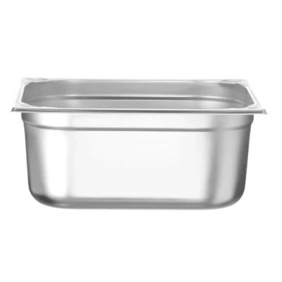 Afbeelding van HENDI Gastronorm container, temperatuurbestendig van 40 tot 300C, geschikt voor ovens, bain marie en vriezers, chafing dishes, versterkte hoeken, 13L, GN 2/3, 354x325x(H)150mm, roestvast staal