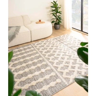 Afbeelding van Scandinavisch Vloerkleed Fjord Dagg Grijs/crème 80x250 Cm