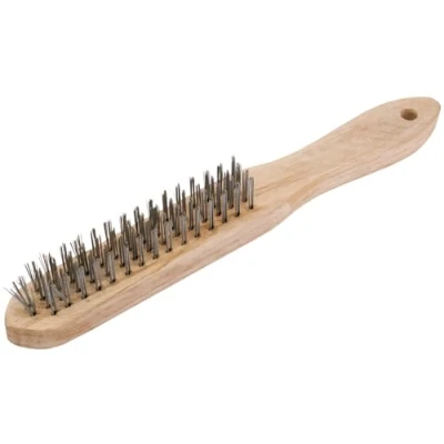 Afbeelding van Draper Redline 4 rijen draad krasborstel 290 mm roestverwijderingsgereedschap houten handvat verf verwijderen Handgereedschap schoonmaken 68723