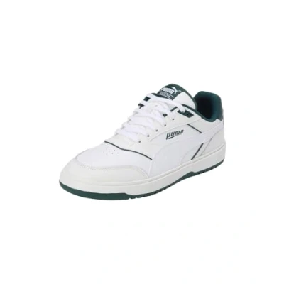 Afbeelding van Puma Doublecourt Unisex Sneakers laag, Maat: 42.5, White/dark myrtle Leer en imitatieleer