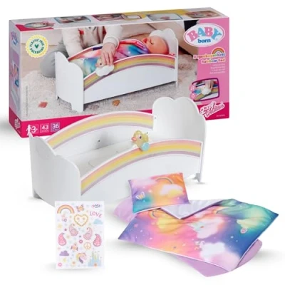 Afbeelding van BABY born regenboogbed, poppenbed met regenboogverlichting en rustgevend slaapliedje inclusief omkeerbaar beddengoed, 835999 Zapf Creation