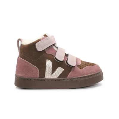 Afbeelding van Veja Small V10 Unisex Sneakers hoog voor kinderen, Maat: 25, Walnut/platine/bark Schoenen