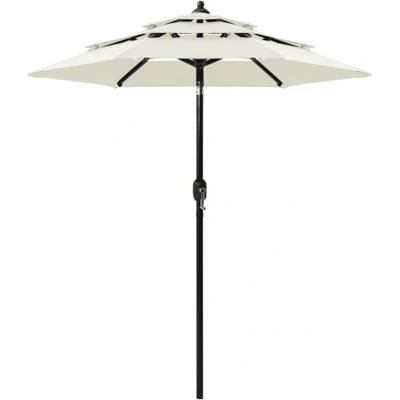 Afbeelding van Parasol 3 laags met aluminium paal 2 m zandkleurig