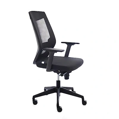 Afbeelding van Rocada Ergonomische bureaustoel met regulering van de lumbale wervelkolom, voor computer, comfortabel en draaibaar, zwart