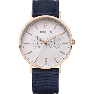 Afbeelding van BERING herenhorloge quartz uurwerk Klassieke collectie met nylon en saffierglas 14240 864 polshorloges