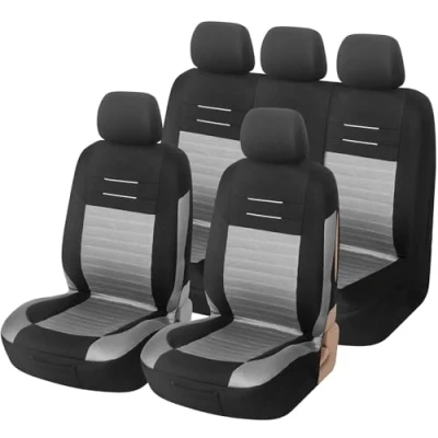 Afbeelding van Upgrade4cars Auto Stoelhoezen Set Universeel Zwart Grijs Autostoel Hoezen met Deelbare Achterbank Accessoires Interieur