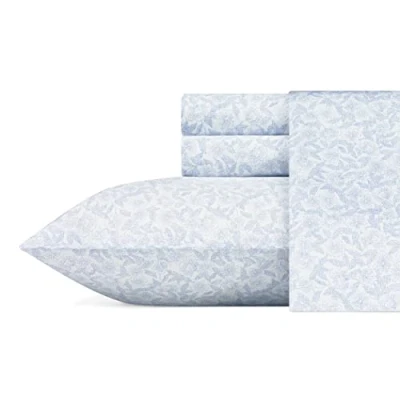 Afbeelding van Laura Ashley Home Twin lakens, zachte satijn katoenen beddengoed set slank, glad en ademend huisdecor (Blossoming Blue, Twin)